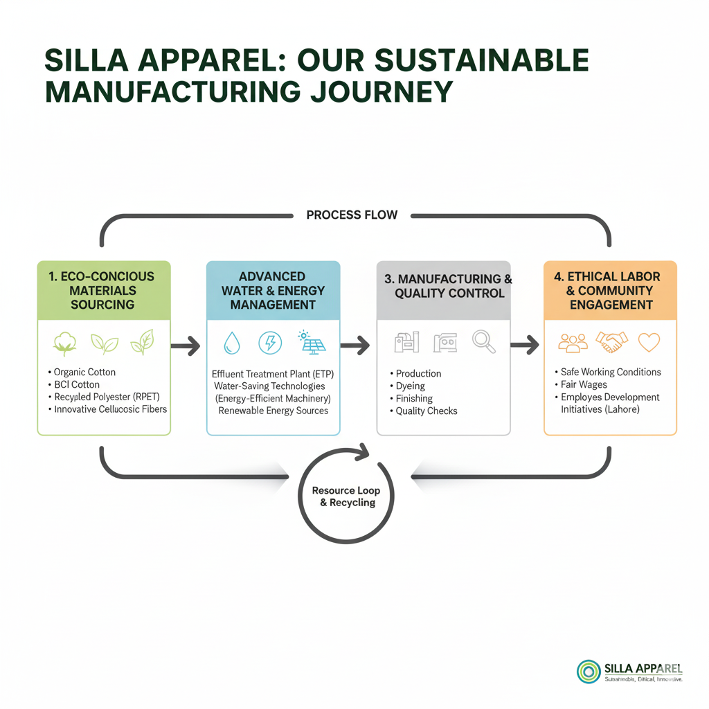 Graphic depicting an eco-friendly textile manufacturing process